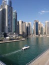 Dxb shots boats high rise buildings Royalty Free Stock Photo