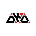 DXO triangle letter logo design with triangle shape. DXO triangle logo design monogram. DXO triangle vector logo template with red Royalty Free Stock Photo