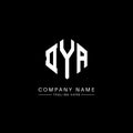 DYA letter logo design with polygon shape. DYA polygon and cube shape logo design. DYA hexagon vector logo template white and Royalty Free Stock Photo