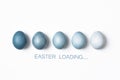 Dyed Easter eggs color gradient as loading bar, Easter is coming concept. Royalty Free Stock Photo