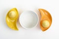 Dyed Ester eggs in colorful ceramic egg cups
