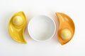 Dyed Ester eggs in colorful ceramic egg cups Royalty Free Stock Photo