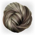 Dyed hair tied in a bun isolated on a transparent background. 3d realistic illustration