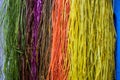 Dyed multicolored fibers for weaving