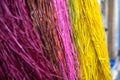 Dyed multicolored fibers for weaving