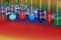 Dyed plastic granulate in test glasses Royalty Free Stock Photo