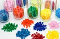 Dyed plastic resins in laboratory Royalty Free Stock Photo