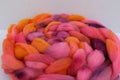Dyed sheep wool roving Royalty Free Stock Photo