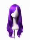 Dyed blue hair wig on a woman mannequin on white background. Royalty Free Stock Photo