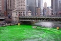 Dyeing the Chicago River Green Royalty Free Stock Photo