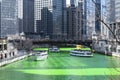 Dyeing Chicago River Green Royalty Free Stock Photo