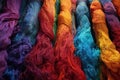 dyeing colorful silk threads in vibrant hues Royalty Free Stock Photo