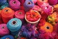 dyeing colorful silk threads in vibrant hues Royalty Free Stock Photo