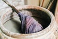 Dyeing silk, Using traditional natural materials, Raw multicolored cotton thread