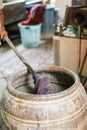 Dyeing silk, Using traditional natural materials, Raw multicolored cotton thread