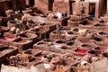 Dyeing in tanneries - Fez, Morocco Royalty Free Stock Photo
