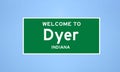 Dyer, Indiana city limit sign. Town sign from the USA.