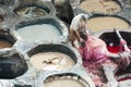 Dyer in Tanneries of Fez, Morocco
