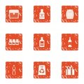 Dyestuff icons set, grunge style Royalty Free Stock Photo