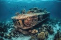 Dying Coral Reef In The Ocean. Generative AI