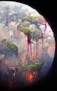 Dying rain forest on the earth - colorful digitally painted artwork