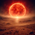 A dying Sun swollen into a red giant star casting doom upon Earth Royalty Free Stock Photo