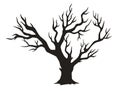 Dying tree silhouette sticker monochrome Royalty Free Stock Photo