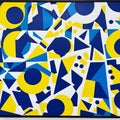 Vibrant Geometric Symphony â Abstract Modern Art in Blue, Yellow & White Royalty Free Stock Photo