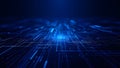 Dynamic Abstract Background of Glowing Blue Digital Network Lines and Data Flow in a Dark Space Royalty Free Stock Photo