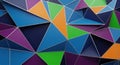 Vibrant geometric abstract background with sharp colorful triangles and polygons in blue purple green orange and Royalty Free Stock Photo