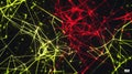Glowing Digital Network Abstract Background Red and Yellow Tech Connections Data Plexus Royalty Free Stock Photo