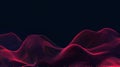 Futuristic Abstract Wave Background. Digital Particle Grid Surface Moving in Red Neon Light. Data Visualization and Technology Royalty Free Stock Photo