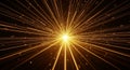 Golden Light Streaks Exploding Outward from a Bright Center with Particles explosion Royalty Free Stock Photo
