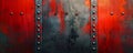 A dynamic abstract background featuring a metallic panel with riveted edges, against a bold red and Royalty Free Stock Photo