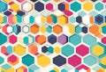 A vibrant colorful geometric pattern composed of overlapping hexagons with subtle 3D shading and a light background Royalty Free Stock Photo