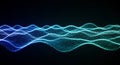 Abstract digital wave particles moving in glowing blue-green flow Royalty Free Stock Photo