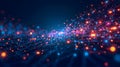 Abstract digital data flow with glowing particles representing technology and network Royalty Free Stock Photo
