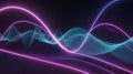 Dynamic Abstract Background with Glowing Neon Magenta and Cyan Waves, Intertwining Lines, Representing Data Flow, Sound, and Royalty Free Stock Photo