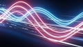 Dynamic abstract background with intertwined glowing neon light waves in red and blue, streaking forward Keywords Royalty Free Stock Photo