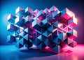 Dynamic Abstract Background A Stunning Panoramic View of Interlocking Blue and Pink Cubes Perfect for Modern Design Royalty Free Stock Photo