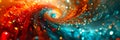 dynamic abstract background with swirling patterns and vibrant bokeh lights, adding a sense of movement. Royalty Free Stock Photo