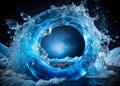 Dynamic Abstract Blue Ice Ring Rotating on a Black Background A Stunning Visual for Design Projects Presentations and Royalty Free Stock Photo