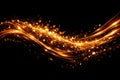 Golden Light Streaks and Glitter Particles on Black Background Royalty Free Stock Photo