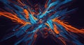 Dynamic abstract composition featuring sharp, angular shards in blue and orange Royalty Free Stock Photo