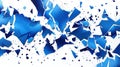 Blue Geometric Shapes Exploding and Fragmenting on White Background image photo Royalty Free Stock Photo