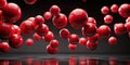 Dynamic abstract composition of vivid red spheres in motion against a dark background. Generative AI Royalty Free Stock Photo