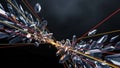 Dynamic Abstract Crystal Explosion with Light Rays on Dark Background Royalty Free Stock Photo