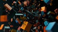 Dynamic abstract cubes in motion 3d rendering image, ai generated Royalty Free Stock Photo