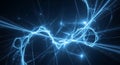 A dynamic abstract design featuring blue light strands and energy arcs twisting Royalty Free Stock Photo
