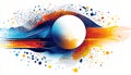 dynamic abstract design featuring central sphere with vibrant blue and orange dot patterns., ai generative Royalty Free Stock Photo